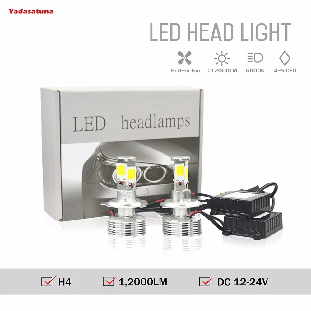 2x12V H4 Hi/Lo светодиодный фару Bombillas Alquiler 120W 12000Lm lampara con la viruta del COB para el coche vehiculo NO CANBus|hi