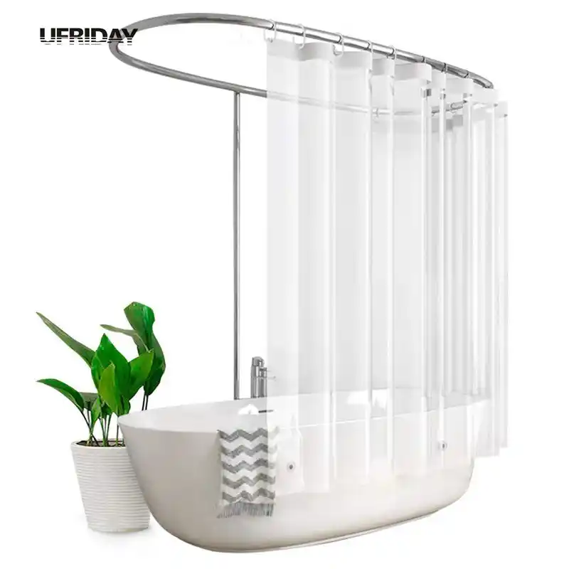 UFRIDAY Clear Shower Curtain Waterproof for Home Hotel Plastic Bathroom