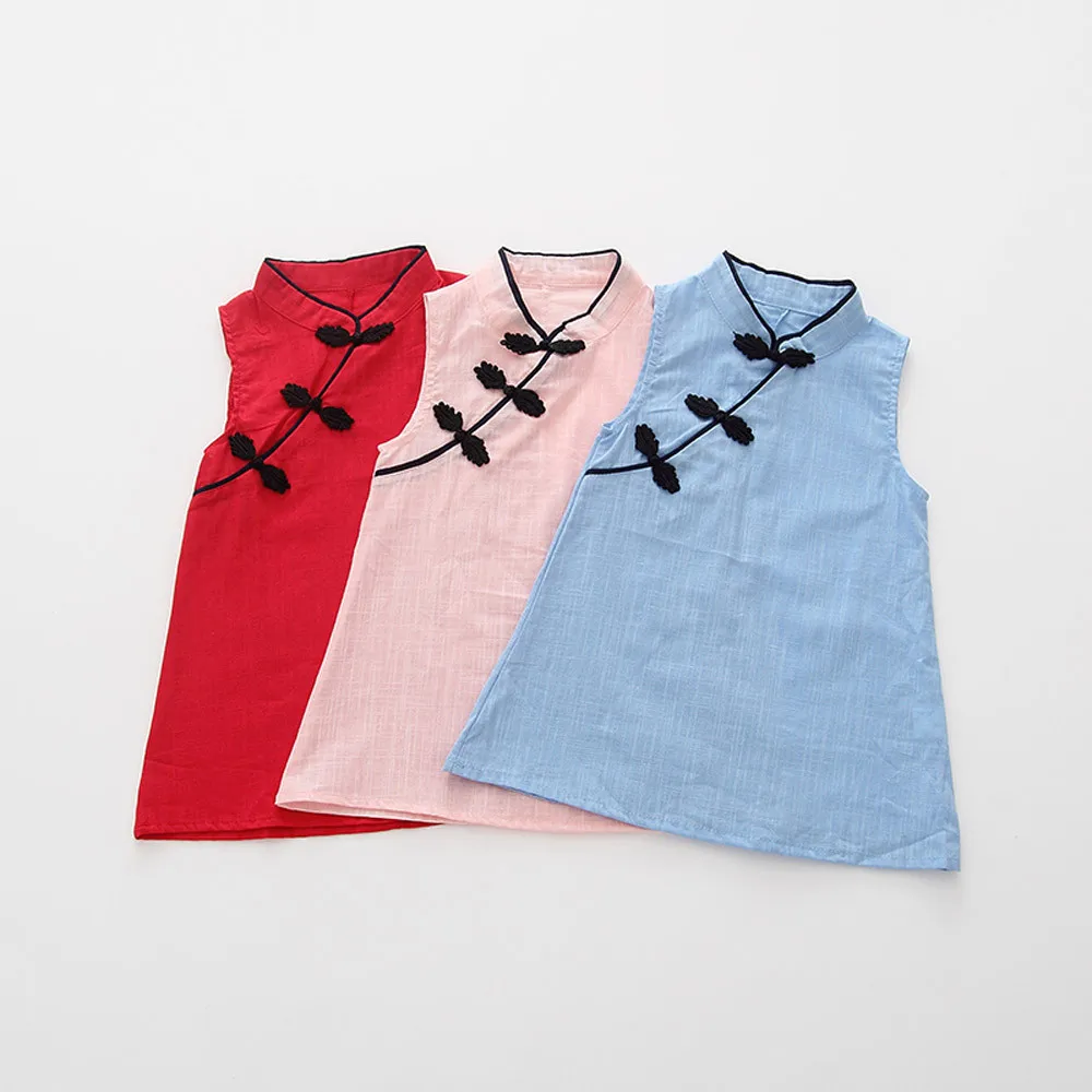 

Peridemes Chinese Stylish Dress for Girls Toddler Girls Summer Princess Dress Kids Baby Party Wedding Sleeveless Cheongsam