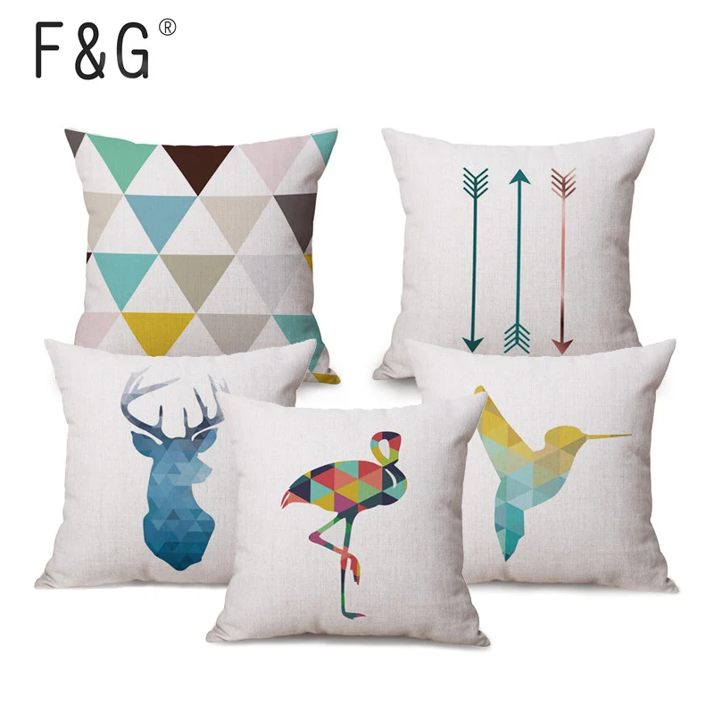 

Nordic Style Deer Geometric Cushion Covers Mountain Arrows Pillow Cases Linen Cotton pillow Covers Bedroom Sofa Decoration
