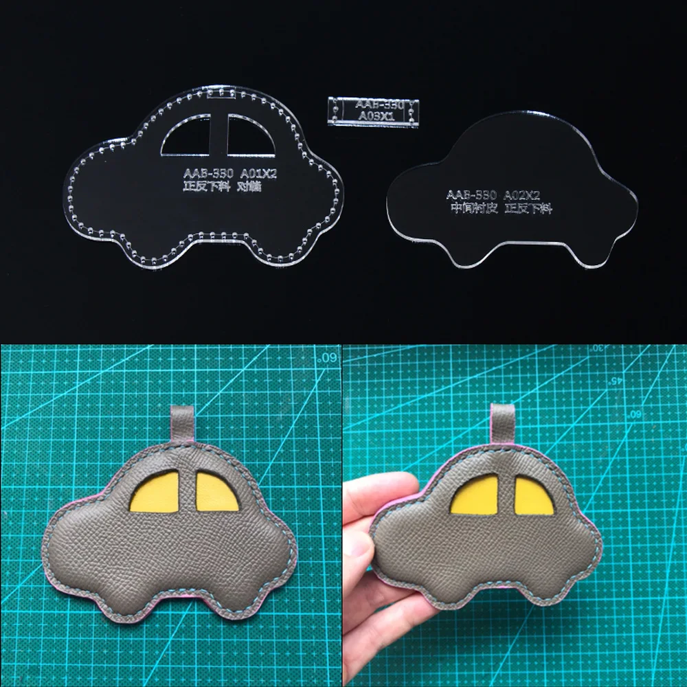 

DIY Car Pendant Keychain Hanging Ornament Acrylic Stencil Laser Cut Template Leather Pattern Handmade Sewing For Leather Tools