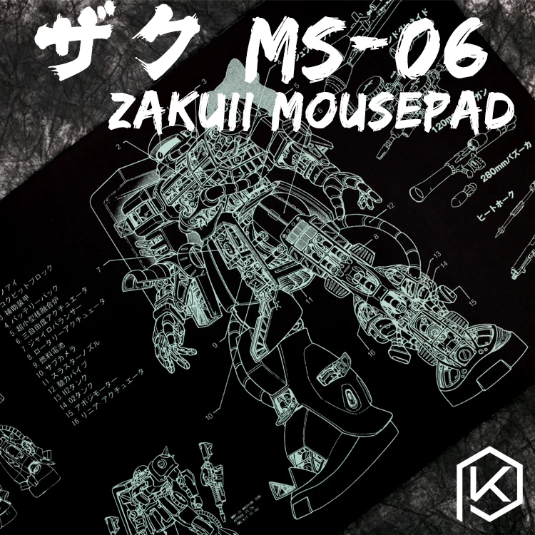 Механическая клавиатура Коврик для мыши zaku II ms-06 900 400 4 мм не Прошитые края мягкий/Резина высокое качество