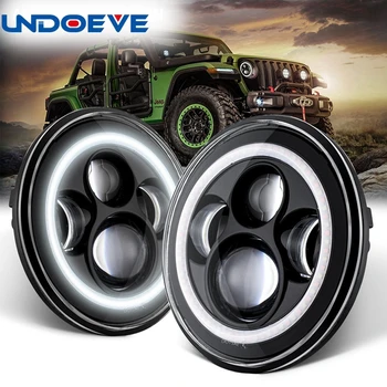 

7Inch LED Headlight 40W 30W High Low Beam Angel Eye DRL Auto Turn Signal Lightfor Jeep Wrangler Hummer Lada Niva