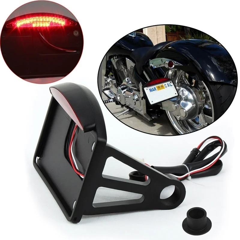

Motorcycle Side License Plate Bracket w/LED Tail Brake Light