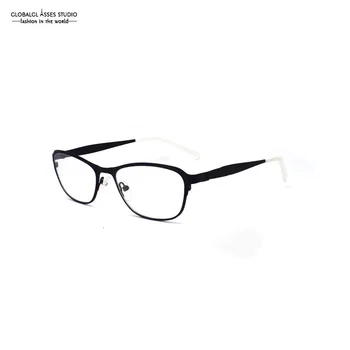 

Big Oval Rim Metal Eyeglasses Women Black Frame White Tip for Office Lady Student Optical Glasses Frame 62JG22013