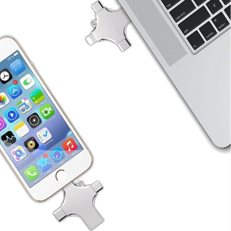 

4 in 1 Type-c Lightning-Micro USB OTG-and USB 2.0 U Disk Flash Drive for iPhone Xiaomi Tablet PC Multifunctional U Disk Flash
