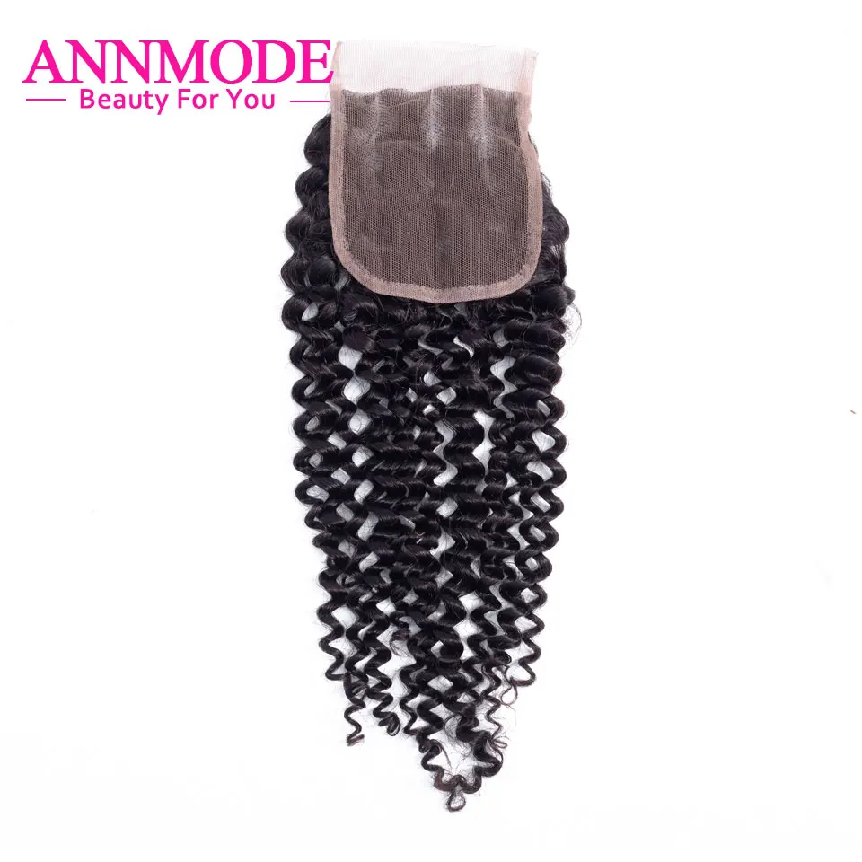 

Annmode Brazilian Kinky Curly Closure Swiss Lace Closure Free Shipping Non Remy 3/Middle/Free Part 100% Human Hair Closure