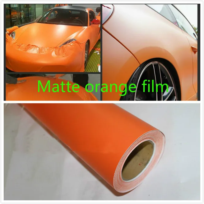 

10cm x 152cm Matte Matte orange film Vinyl Wrap Self Adhesive Air Release Bubble Free Car Styling Membrane Sticker Decal Film