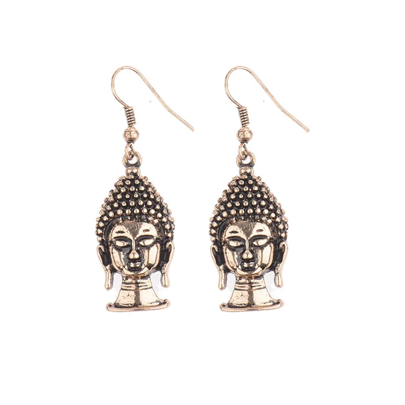 New Arrival 2017 Silver/Gold Buddha Dangle Earrings Women Fashion India/Thailand Buddha Earrings HQE275 - Image 2
