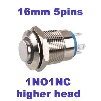 

16mm metal push button higher head waterproof nickel plated brass button LED light Self-lock Momentary Latching Car Auto Engie
