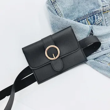 

Leather Belt Bag Waist Women heuptas voor smartphone Fashion Women Pure Color Ring Leather Messenger Shoulder Bags Chest Bag New