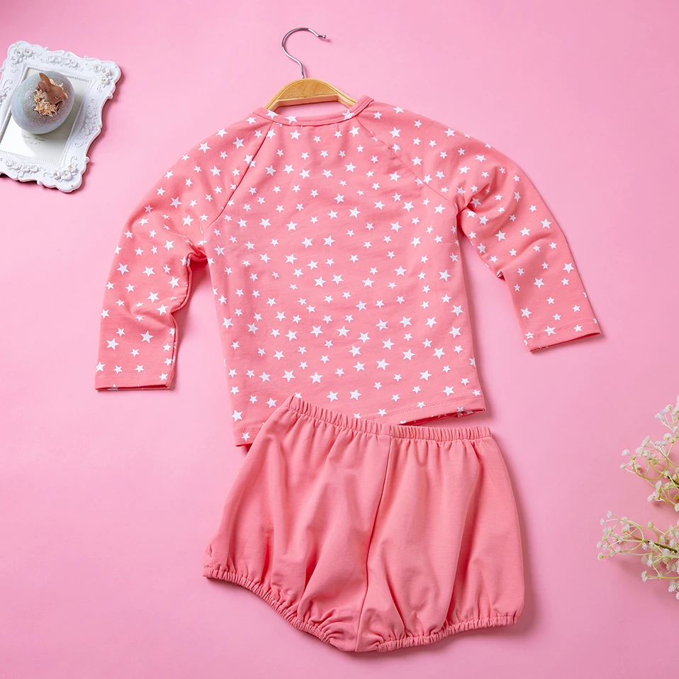 Pettigirl/весенне осенний комплект одежды из 2 предметов для маленьких девочек топы в