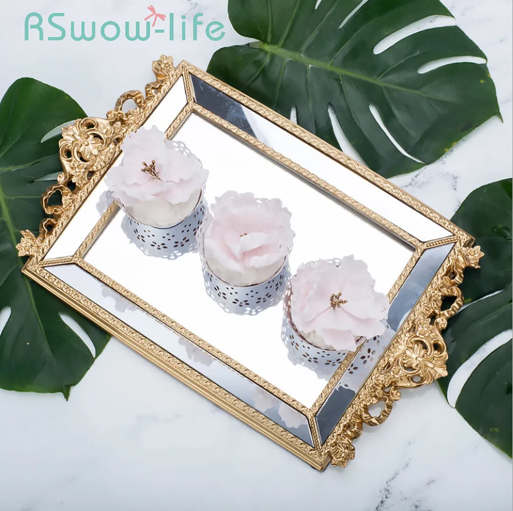 

Rectangular Storage Tray Wedding Cake Decoration Dessert Display Stand Cosmetics Jewelry Tray Serving Platter Dessert Trays