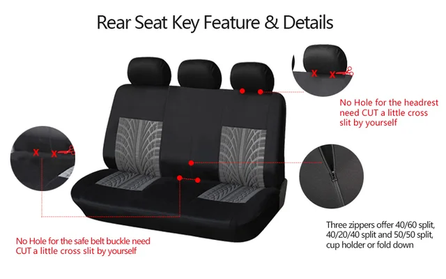 AUTOYOUTH Brand Embroidery Car Seat Covers Set Universal Fit Most Cars Covers with Tire Track Detail Styling Car Seat Protector -