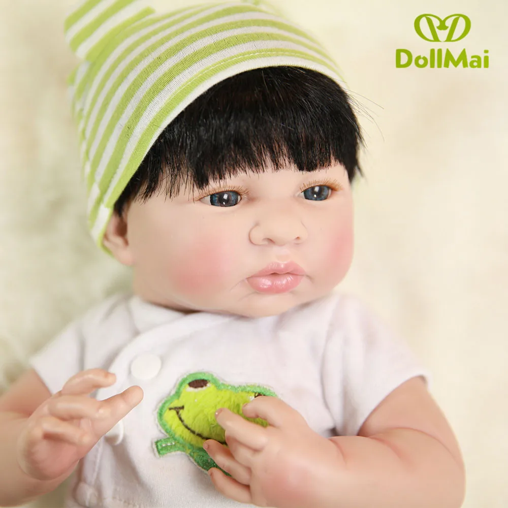 

35cm DOLLMAI Silicone Bebe Reborn Doll blue eyes Realistic Newborn Babies Cute 14" Doll Baby Kids Play DIY Toys lol bebek bjd
