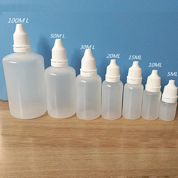 

20PCS 5/10/15/20/30/50/100ml Plastic PE Dropper Drop Bottles Empty Applicator Drop Squeezable Eye Liquid Essential Oil Container