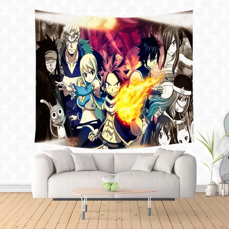 

Large Fairy Tail Wall Hanging Tapestry Custom Beach Yoga Mat Polyester Thin Shawl Blanket Picnic Throw Rug Home Decor