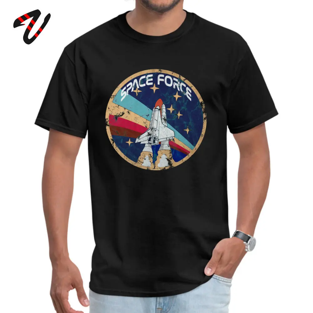 Crewneck Space Force distressed apparel 100% Cotton Fabric Man T Shirt Street Tops & Tees 2018 Fashion Tops Tees Short Sleeve Space Force distressed apparel -16136 black