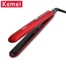 Professional Steam Hair Straightener Brush Flat Iron Corrugated Curling Iron Infrared Iron Kemei-2205 Dry Wet Plat 100V-240V LCD