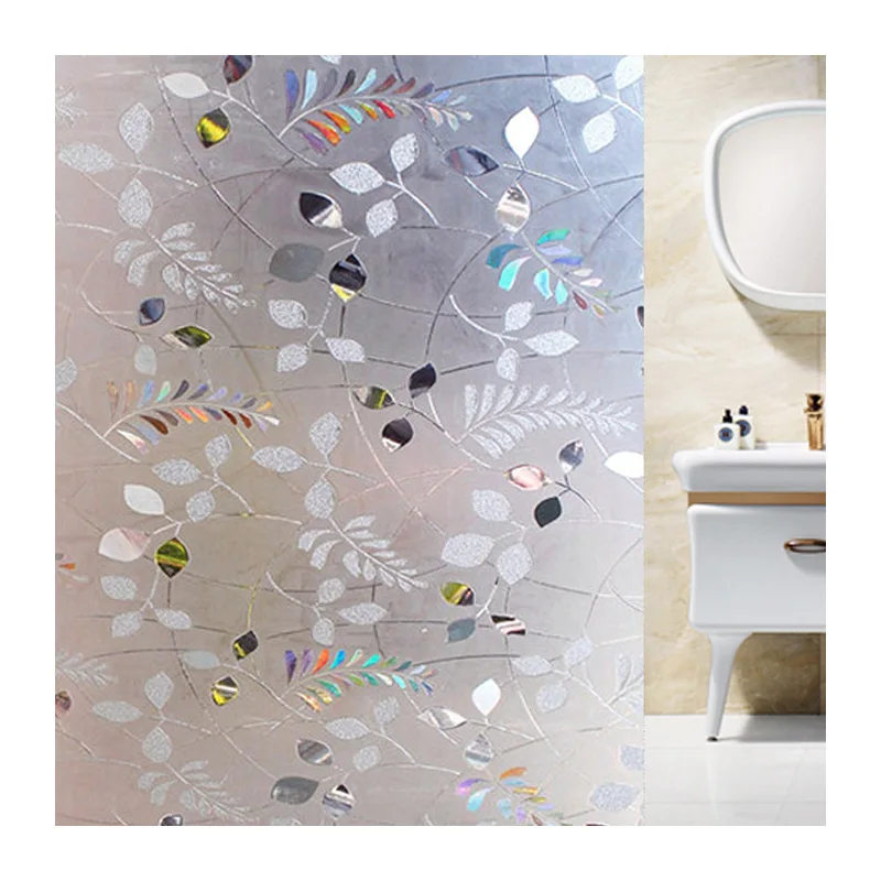 

Static Electricity 3D Tree Leaf Stained Glass Adhesive Film Sun Protection Glass Sticker Home Decoration Raamsticker Kerst