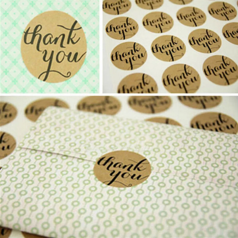 

3CM Hand Made Gift /Cake kraft label sticker Candy Box paper tags/Thank You adhesive stickers Approx 3.5cm*3.5cm / 1.4"*1.4"