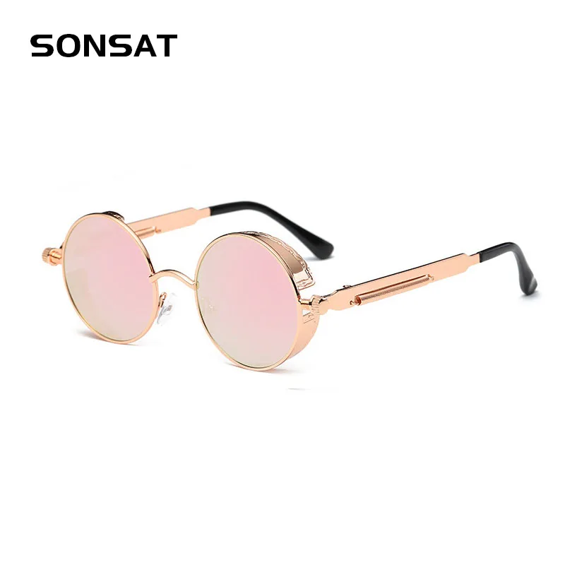 

New Spring Mirror Legs Sunglasses Metal Round Frame Retro Sunglasses Bright Reflective European and American Trend Sunglasses