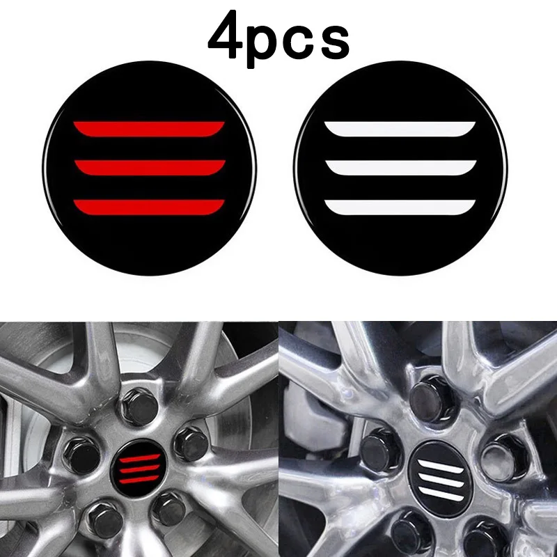 

New 4pcs Car Wheel Hub Nut Center Cap Stylish Cover Black White Red For Tesla Model 3 58mm Wheel Cap