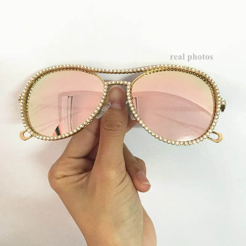 

Phoemix Pilot Modis Diamond Sunglasses Oculos De Sol feminino 2018 Vintage Luxury Women Brand Designer Sun Glasses Transparent