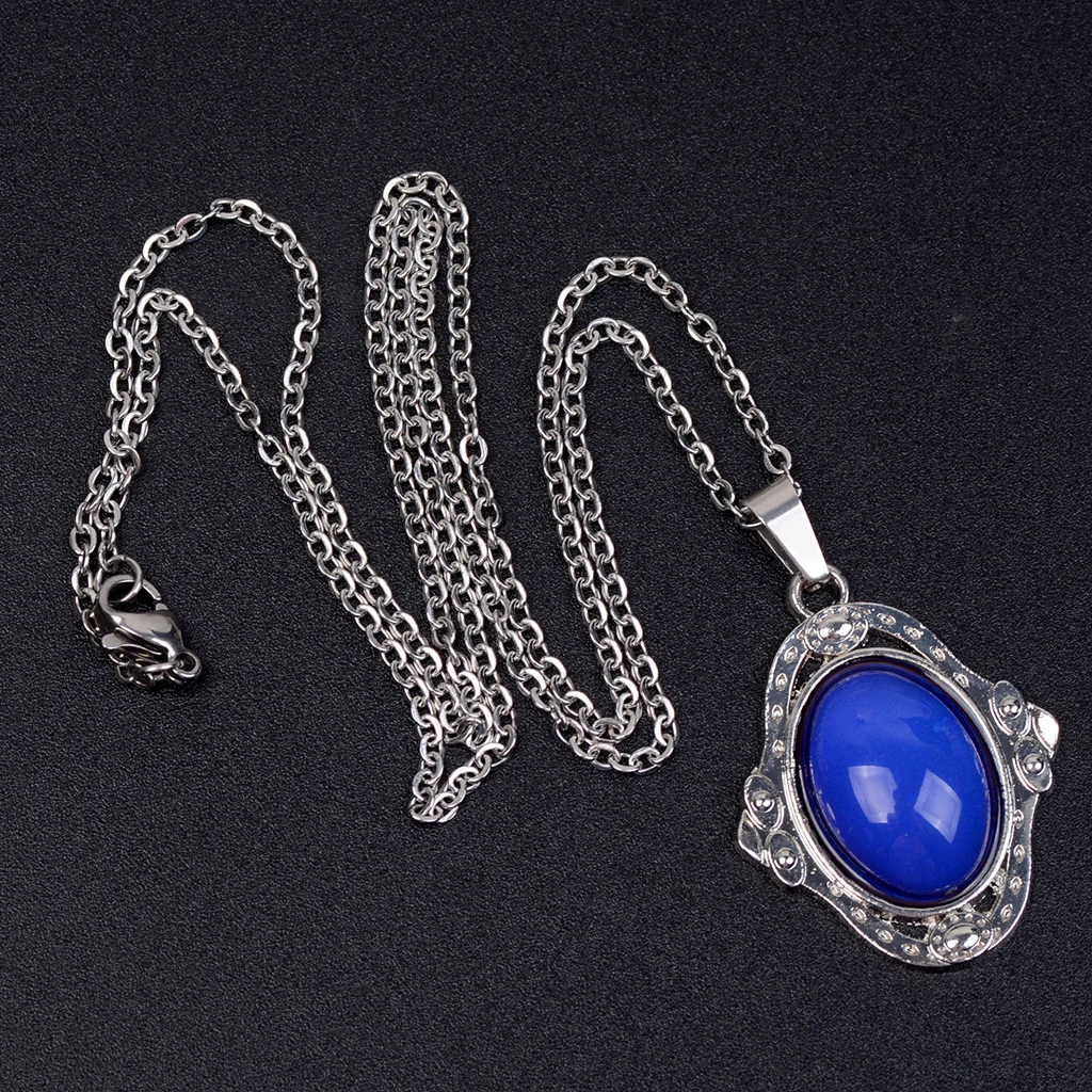 Vintage Oval Stone Pendant Color Change Emotion Mood Pendant Necklace