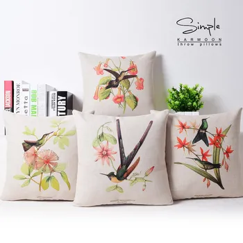 

creative bird Floral pillow , Nordic European Pillow cushion ,Linen pillowcase,office home decorative Pillows