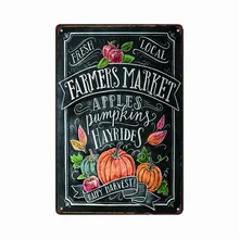 Металлическая живопись "фермерский рынок Хэллоуин" Настенный декор плакат железная пластина винтажный дом бар кофе ретро жестяные знаки 20*30 см