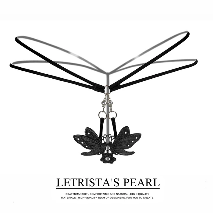 

1 PCS 7 Styles Women Sexy Embroidery Butterfly Metal Buckle Nylon G-Strings Thongs For Woman