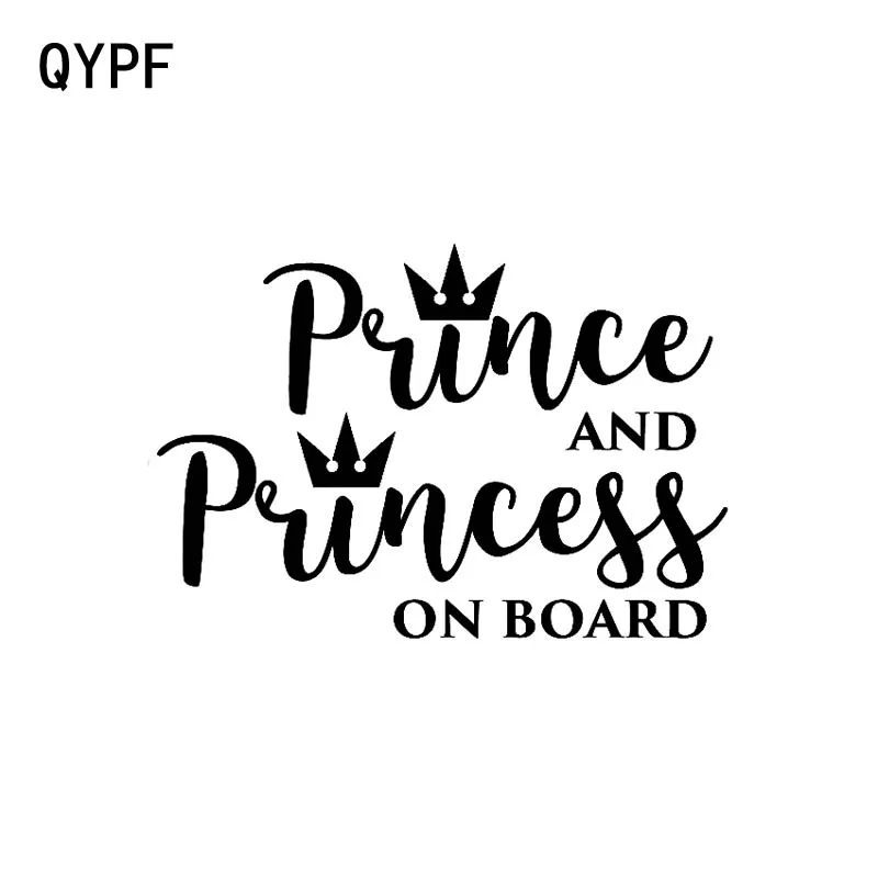 

QYPF 15CM*10.3CM PRINCE AND PRINCESS ON BOARD Vinyl Fun Sticker Car Decal Black/Sliver C14-0064