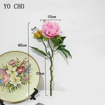YO CHO White Peonies Artificial Flowers Pink Silk Red Wedding Flowers Bouquet Rose Artificial Peonies for Decoration Fake Flower