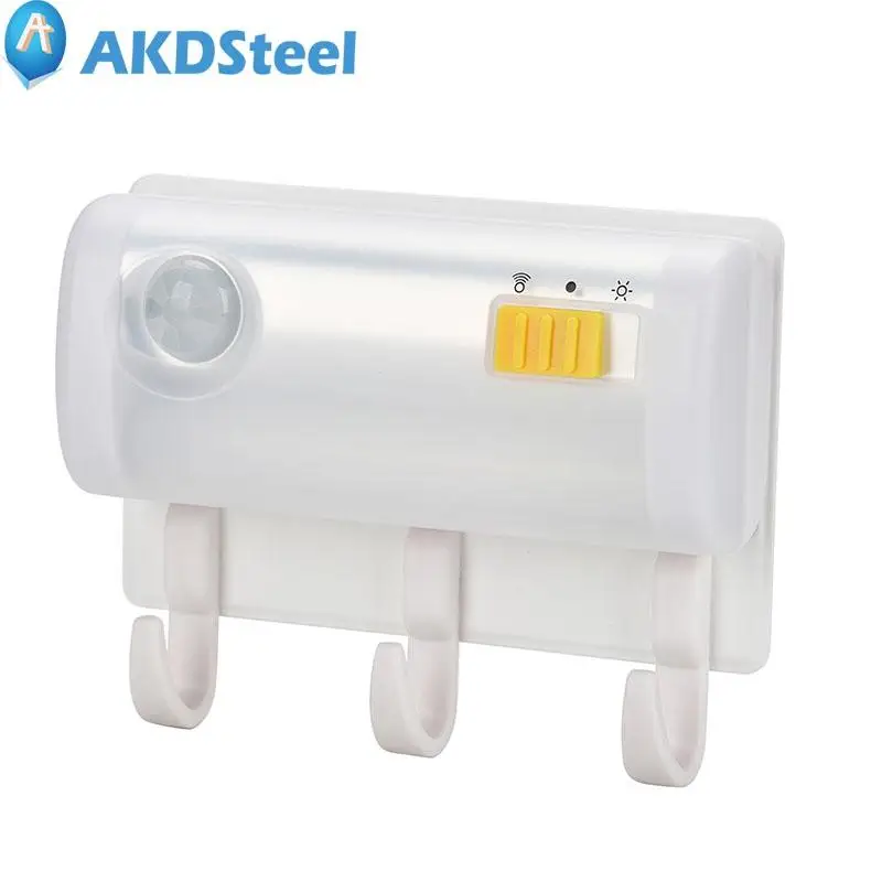 

AKDSteel LED Motion Sensor LED Night Light Intelligent Human Body Induction Hook Magnets Lamp Corridor Cabinet Lamp ER0