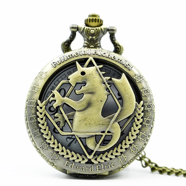 

2019 Retro Bronze Hot Steampunk Horse Pattern Clock Hollow Quartz Pocket Watch with Fob Chian for Men Women TD2015