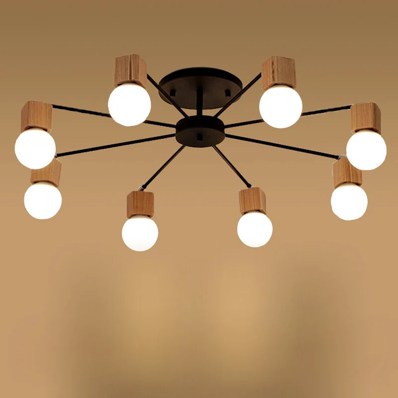 

Nordic Home Dec Wooden Living Room Ceiling Light Creatiive Loft Light Bedroom Cafe Brief Light With Led Bulbs Free Shipping