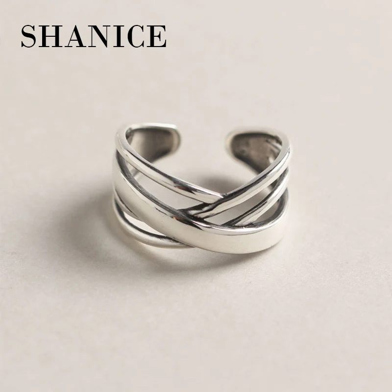 

SHANICE Punk Jewelry 925 Sterling Silver Open Ring Multi-layer Trendsetter Stylish Opening Adjustable Size Rings For Woman Girls