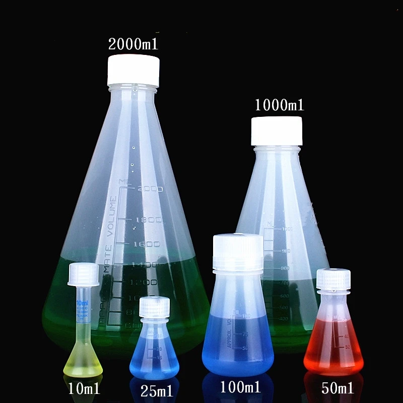 100ml Plastic Conical Erlenmeyer Flask, Polypropylene, with PE Screw