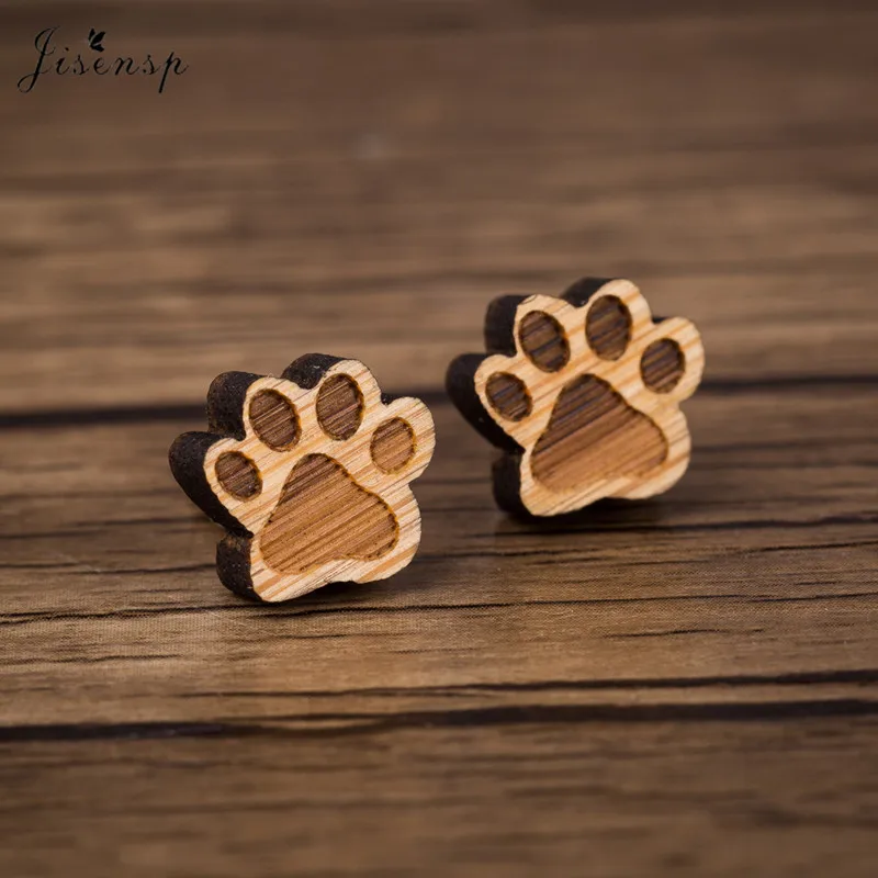

Jisensp Lovely Dog Footprint Wooden Earrings for Women Cute Foot Earrings Women Animal Footprint Paw Earrings Jewelry Gift
