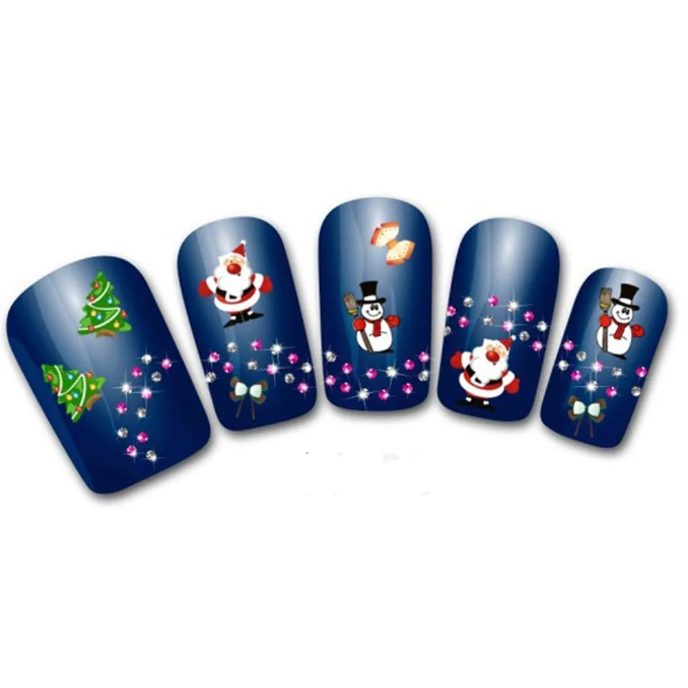 Sliders For Nail Art Decorations Women's Christmas 3d Nail Decals Water Transfer Stickers For Nails Finger Nagels Spulletjes#y2