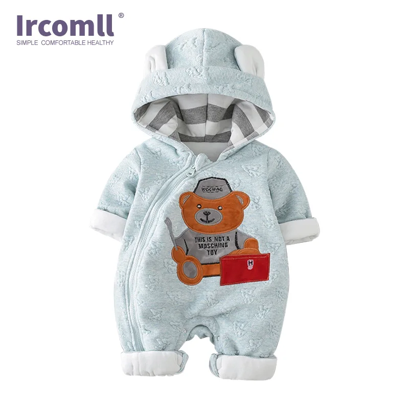 

Ircomll Newborn Baby Rompers Infant Winter Clothes Cute Cartoon Bear Hooded Boy Girl Outwear Overalls Playsuit Baby Clothes