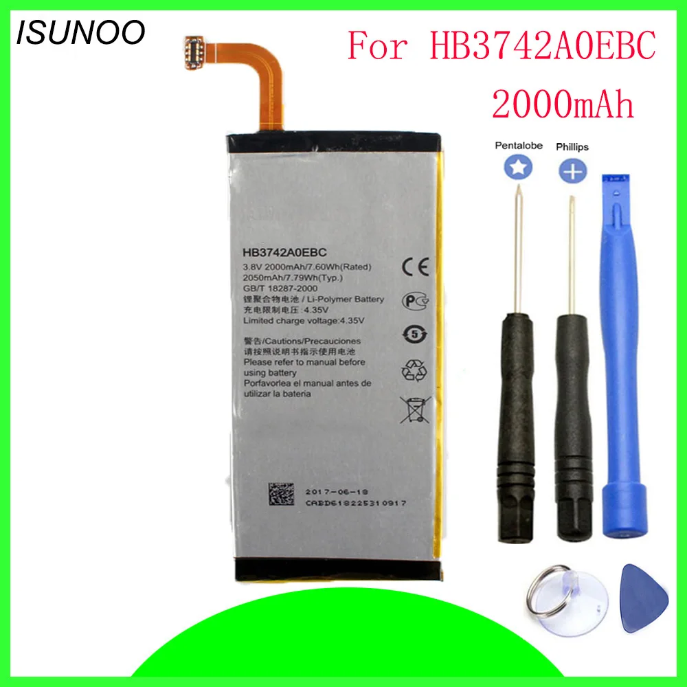 

ISUNOO HB3742A0EBC Battery For Huawei Ascend P6 P6S P6-U06 P6-T00 P6-C00 G6-U00 2000mAh Battery with repair tools