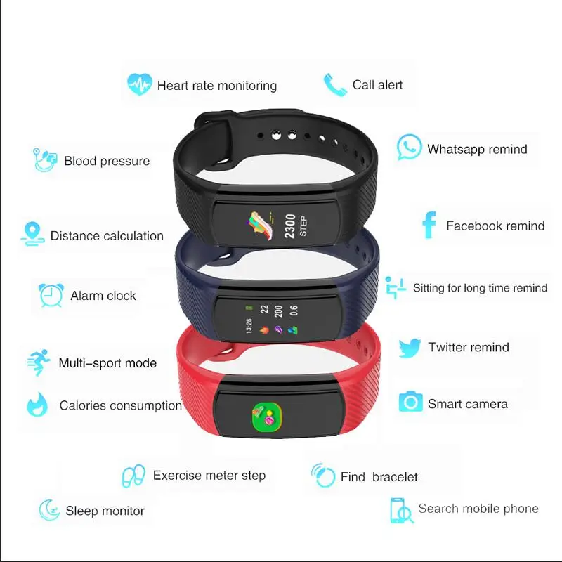 Смарт браслет Multi Fucntion Фитнес крови Давление сердечного ритма трекер Fitband смс