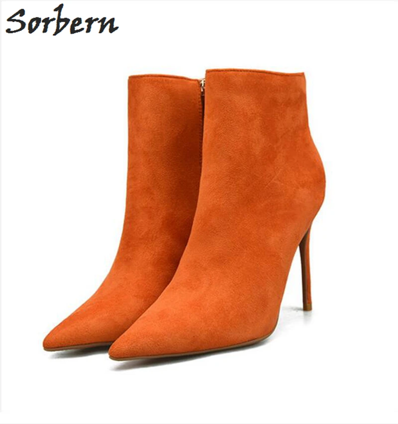 

Sorbern Flock Cheap Women Winter Boots Ankle Boots For Women Botas Mujer 10CM 8CM Thin Heels Pointed Toe Party Boots Shoes