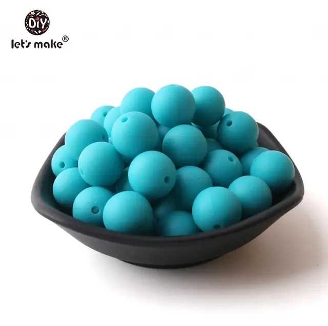 Let's make 50pcs Silicone Beads 12mm Eco-friendly Sensory Teething Necklace Food Grade Mom Nursing DIY Jewelry Baby Teethers turquoise