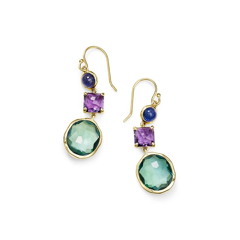 

European Fashion Women'S Geometric Shape Earrings Gold Colors Crystal Earrings Fashion Accessories