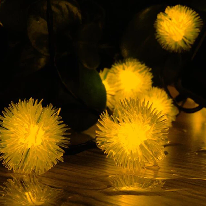 6.5M30LED Solar Lamp Outdoor Fairy String Lights Solar Hair Ball String Solar Power Lamp Christmas Wedding Decoration (9)