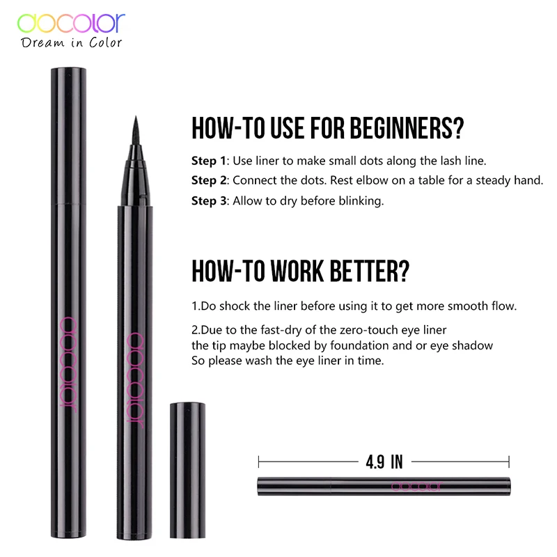 Docolor Black Waterproof Liquid Eyeliner Make Up Beauty Comestics Long-lasting Eye Liner Pencil Makeup Tools for eyeshadow Docolor Black Waterproof Liquid Eyeliner Make Up Beauty Comestics Long-lasting Eye Liner Pencil Makeup Tools for eyeshadow