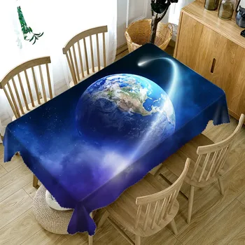

3D blue Galactic System Tablecloths modern Style Tablecloth Waterproof Table Cover For Home Decor Party Dining Table Cloth